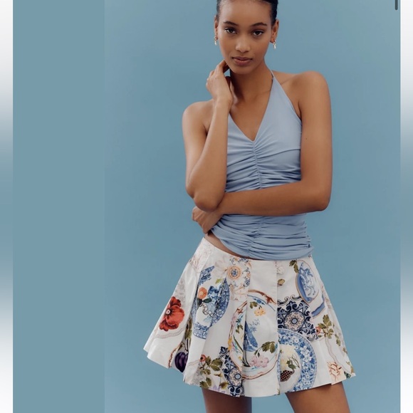 Anthropologie Maeve Printed Pleated Skort NWT Size 6 Blue Pattern Chinoiserie - Picture 1 of 13